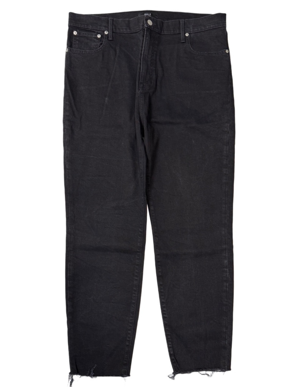 {Able} "Clarissa The High Rise" Black Cigarette Skinny Leg Raw Hem Denim Jeans